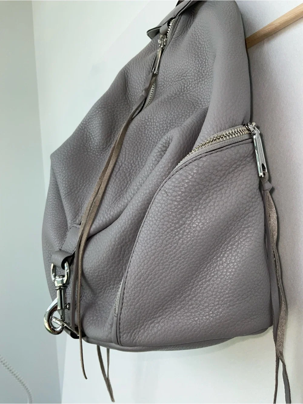 Rebecca Minkoff Gray Julian Pebbled Leather Backpack